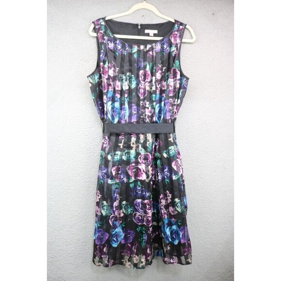 Est. 1962 Sheer Striped Dark Floral Dress-Size 16-Whimsigoth-Lined - Picture 1 of 14